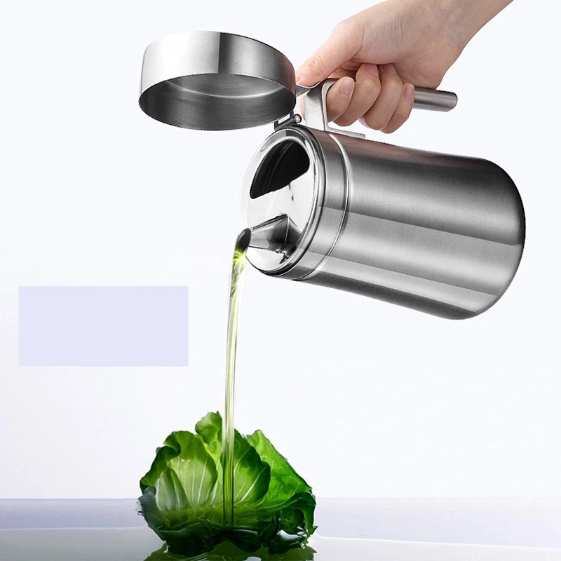 

Stainless Steel Leak-proof Oiler Jar Soy Sauce Bottle Olive Oil Vinegar Batcher Bottle Kitchen Supplies Cruet Vinegar Pot