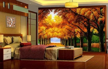 

Custom 3d Mural Wallpaper Golden Avenue Wood TV Background Wall Painting Wallpaper