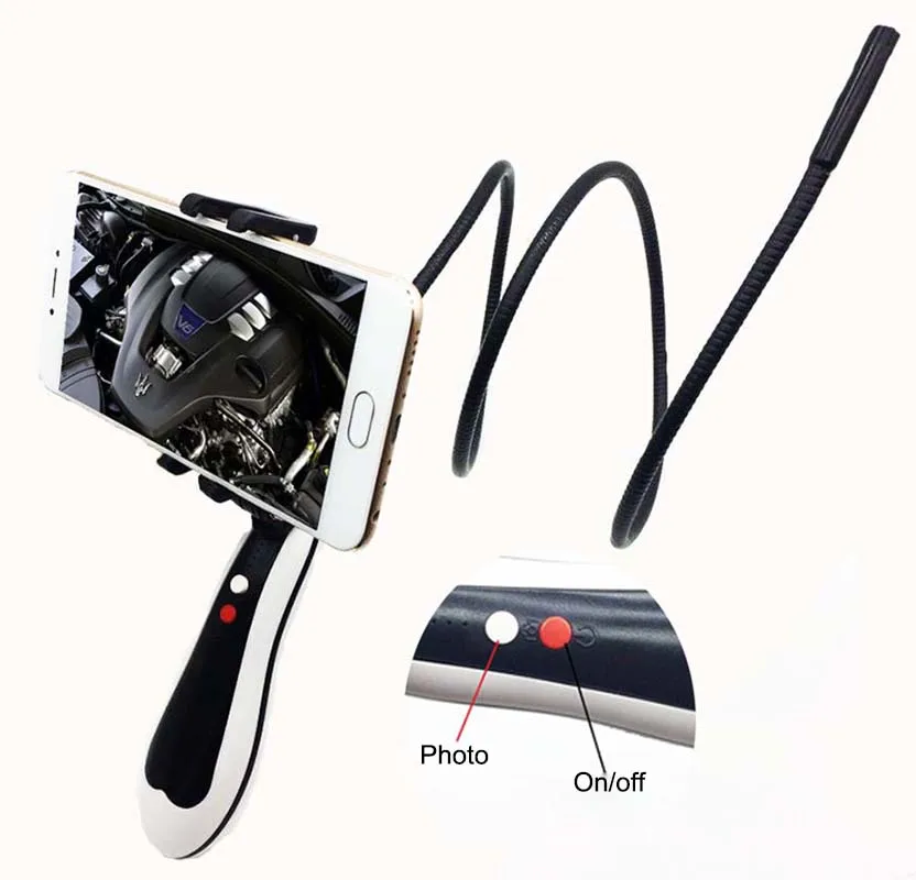 

HD 960P Wireless WIFI Endoscope Video Inspection Snake Camera 1.3 Mega Pixels 1M Cable 8mm 6 LED 2.4GHZ Borescope Android