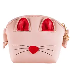 Розовый кошелек для маленьких девочек, милая Наплечная Сумка с изображением кошки для девочек, детей, малышей