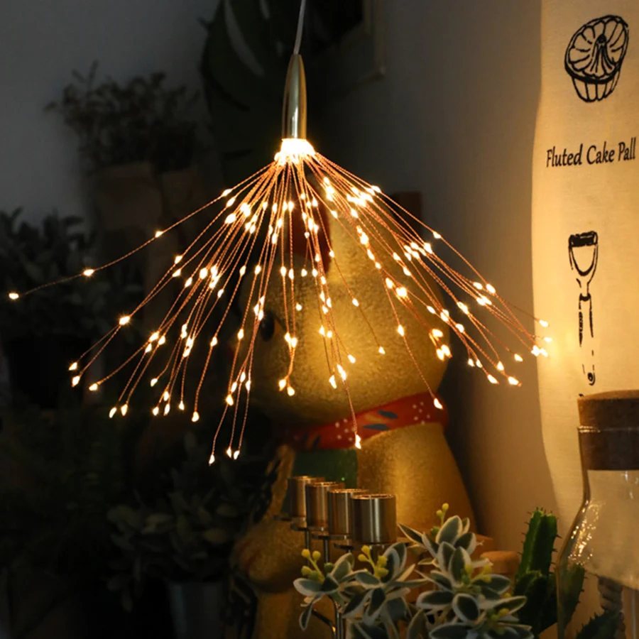 BEIAIDI 2 шт. Солнечная подвесная гирлянда Starburst Фея Strig 200 светодиодов DIY медный фейерверк гирлянда Рождественские вечерние мерцающие огни