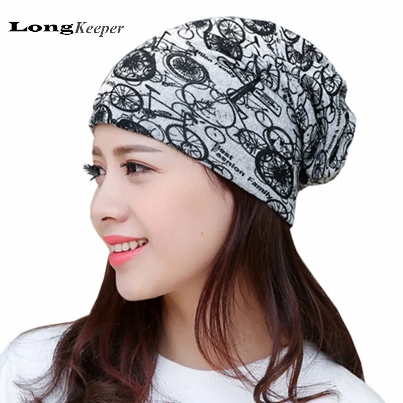 

LongKeeper Women Winter Beanies Unisex Thin Winter Hats Gray Turban Skully Hat Cap Round Circle Hats Gorros Toucas