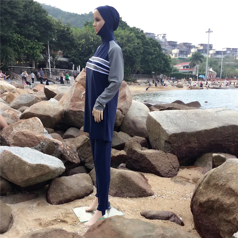 Полный закрытый купальник женский хиджаб мусульманский Купальник Плюс Размер скромные исламские купальники для женщин