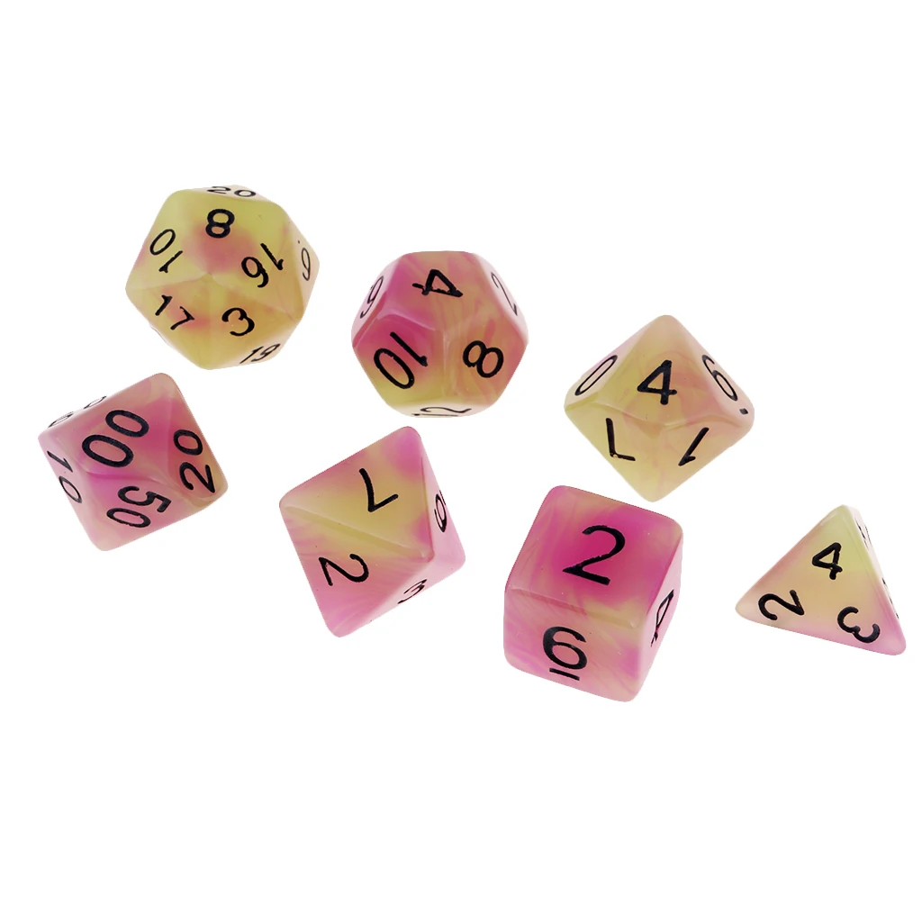 7 Pieces Gem Resin Multi-Sided Dice Polyhedral Dice Set D4 D/&D TRPG Cup Game