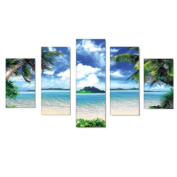 

DIY Diamond Painting Sea Beach Scenery Diamond Embroidery Full Round Beach Landscape Diamond Mosaic Coconut tree Multi picutre