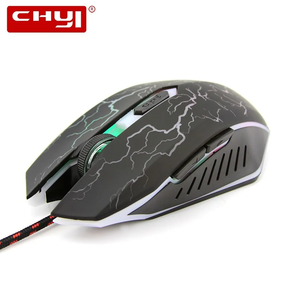 

CHYI Wired Game Mouse Ergonomic 6D Optical Gaming Mice 800-1200-1600 DPI Adjustable LED Backlit with Wrist Rest Mouse Pad Kit PC