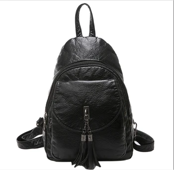 

Fashion newest women girl cute soft waterwashed leather backpack simple campus student school shoulder bag backpack YUELIANG589