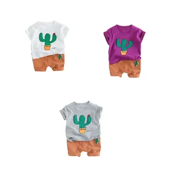 

Cactus T Shirt Shorts Kids Children Costume Summer Toddler Infant Clothing Sets Baby Boys Clothes Suit