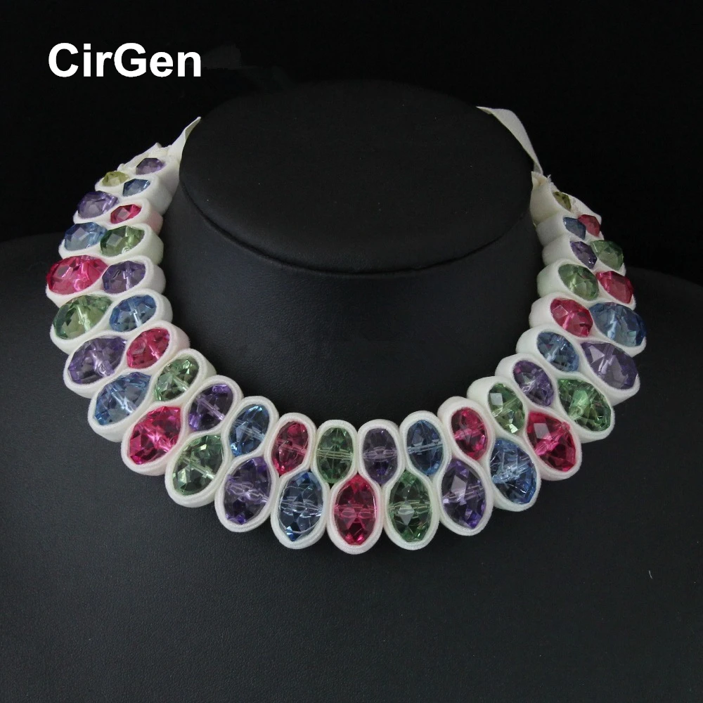 

CirGen,3 Color,Fashion Fine Faceted Lustrous Crystal Wrapped Velvet Ribbon Collar Bib Choker Necklace women jewelry Item,AF802