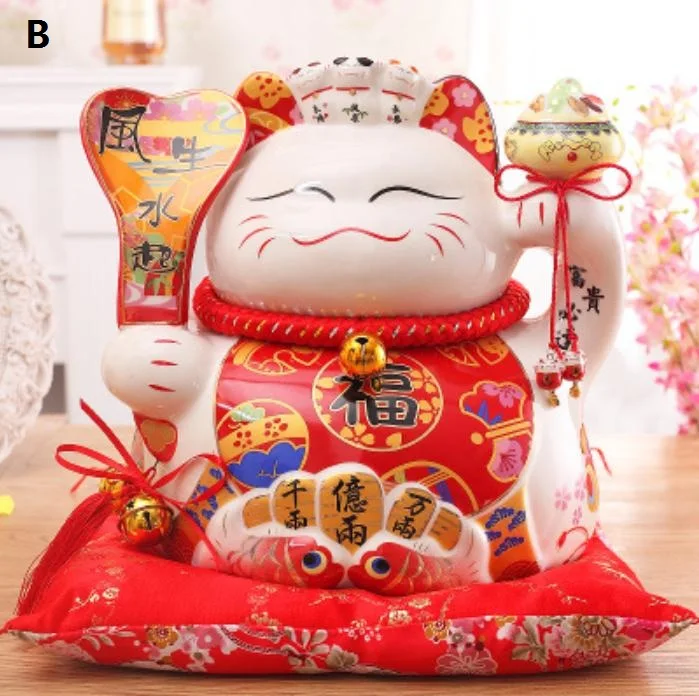 Японский стиль большой негабаритный орнамент Lucky Cat керамическая копилка открытие подарок магазин Декор - Цвет: B