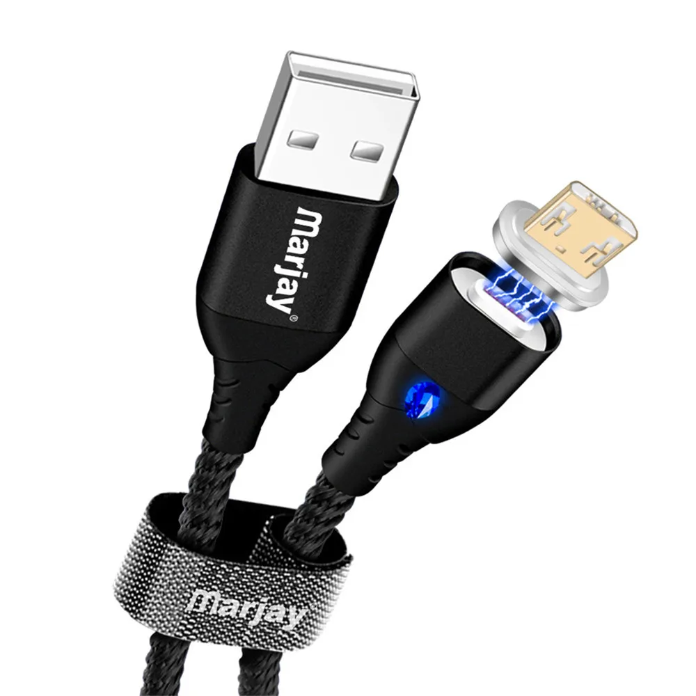 Marjay Магнитный кабель Micro USB для samsung type C 5A Быстрая Зарядка Кабели для iPhone X 8 7 Магнит USB C зарядное устройство кабель для huawei - Цвет: Black for Micro USB