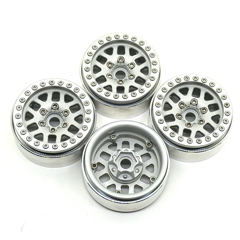 

1/10 RC Crawler 1.9'' Wheel Hubs 1.9 Inch Metal Alloy Beadlock Wheel Rims for SCX10 90022 90027 90046 90047 CC01 TRX4 TF2 Silver
