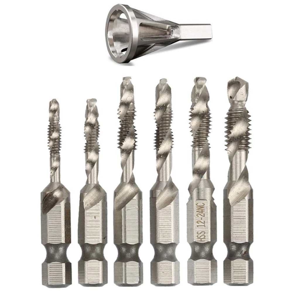 

Deburring External Chamfer Tool, Remove Burr Tools For Drill Bit With 6Pcs Combination Drill And Tap Bit, Fits Size 8-32 Bolts