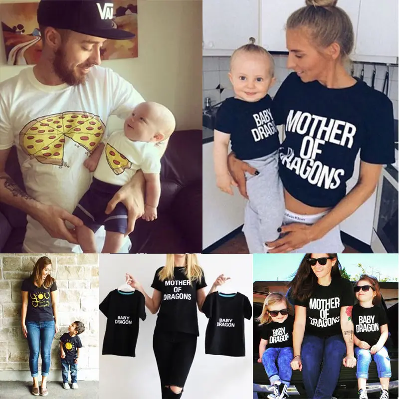 

2017 Fashion Family Match Clothes Mother Father Son Baby Girls Boy Kid Shirt T-shirt Tops Short Sleeve Summer Clothes