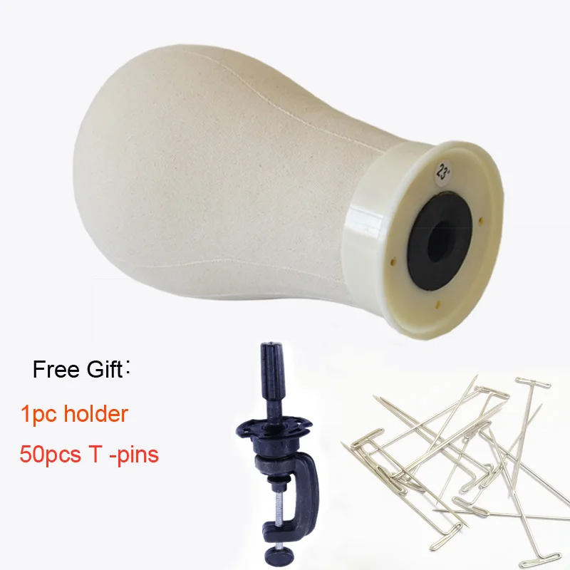 21"/22"/23"/24&quotCanvas Block Head For Hair Extension lace wigs Making and Display Styling mannequin Manikin Free Get T Needl |