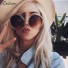 Увеличенные Круглые Солнцезащитные очки Для женщин Брендовая Дизайнерская обувь большой круг Солнцезащитные очки дамы ретро Винтаж зеркальные очки Женский Óculos