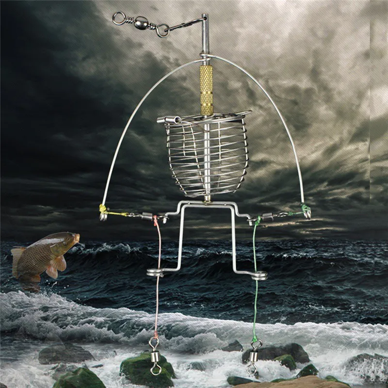 

MultiFunctional Fishing Feeder Automatic Nesting device Tackle Launcher Trap Spring Cage Hook Automatic and precise triggering