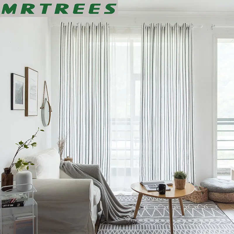 MRTREES тюль для гостинной спальни шторы полосатый окна Шторы s Гостиная Кухня