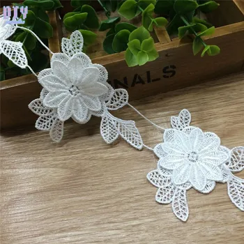 

8cm Width Polyester White Flower Lace Ribbon Embroidered Applique DIY Apparel Fabric Craft Sewing Trims