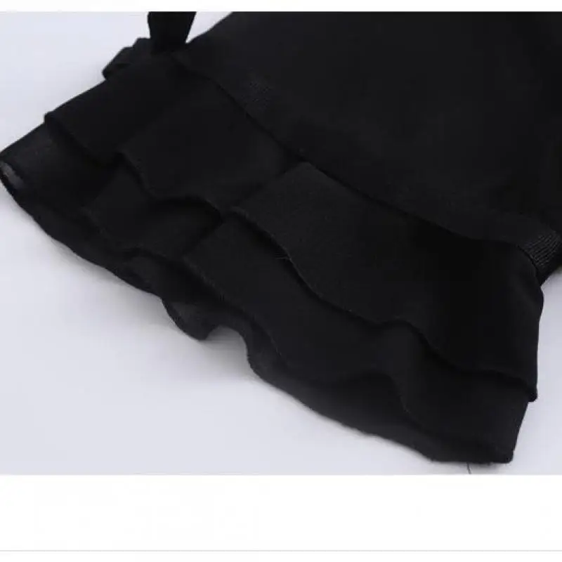 Женское шифоновое платье большого размера 10XL 9XL 8XL 4XL с рюшами на рукавах черное