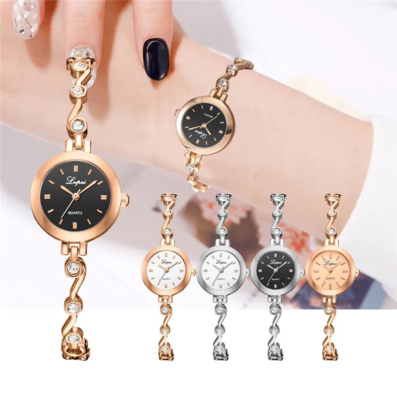 

2019 Luxury Women Watches Casual Simple Dial Diamond Bracelet Belt Ladies Quartz Watch Women Rose Gold Wristwatch Clock Gifts /D