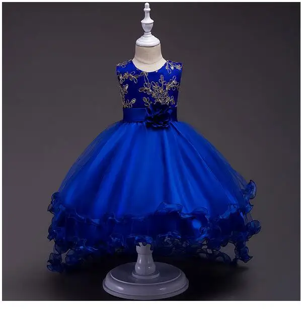 

Girl's Princess Dresses 2017 Flowers Fishtail Floor Length Satin Kids tutu Dress Children's Wedding Formal Party Dresses 3-10Y
