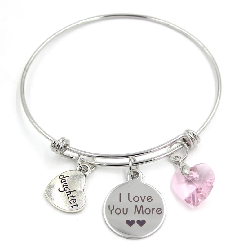 

1PC Stainless Steel Bangle Wire Expandable Bangle Wedding Gift Daughter Bracelet Bangle Mother Daughter Gift Jewelry