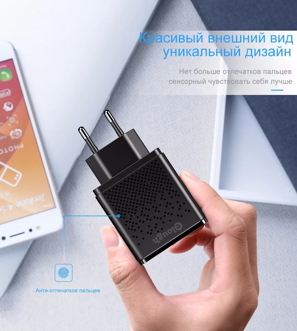 Elough EU Daul USB зарядное устройство для samsung Xiaomi huawei iPhone EU 2.4A Быстрая зарядка для мобильных телефонов адаптер питания