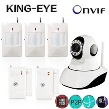 Wifi wireless 720 P cámara ip HD P2P onvif yoosee APP control de wifi sistema de cámaras de seguridad detector PIR sensor de la puerta de casa seguridad