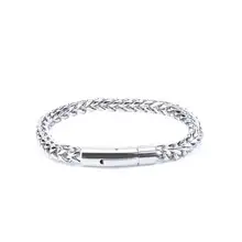 Новинка! мужской серебряный браслет из нержавеющей стали, модный стиль 21 см