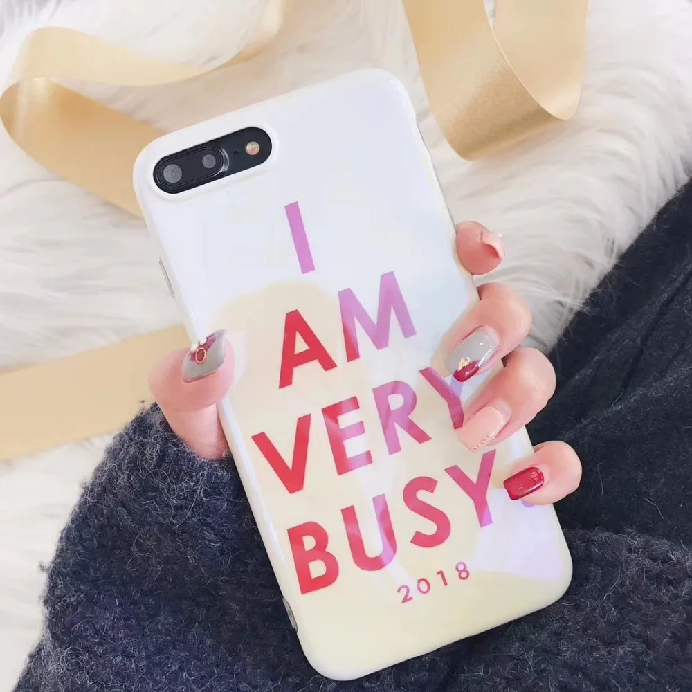 Глянцевый Blu-Ray телефон чехол для iPhone 7 Чехол 6 S 8 Plus X &quotя очень занят&quot с буквенным