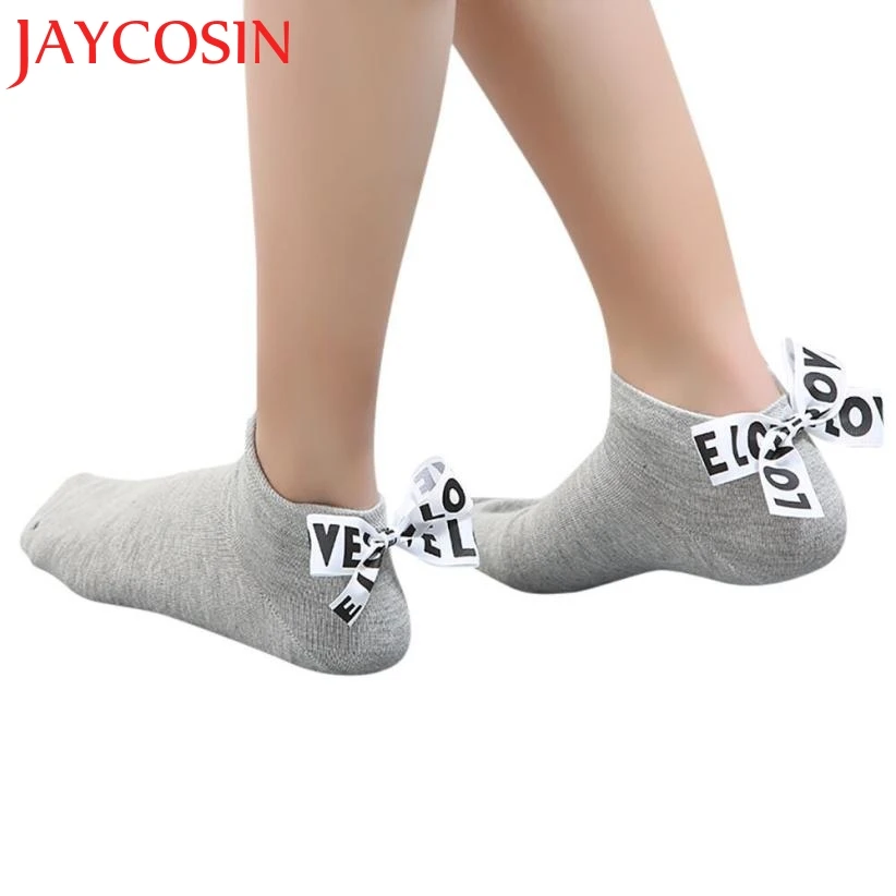 Женские хлопковые носки JAYCOSIN короткие до щиколотки с бантом и надписью Love