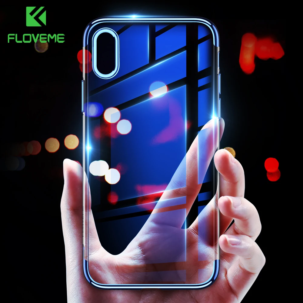FLOVEME Case For iPhone X XS Max 7 8 Luxury Plated Clear Cover Plus 6 6s Soft TPU Phone Cases Capinha Capa |