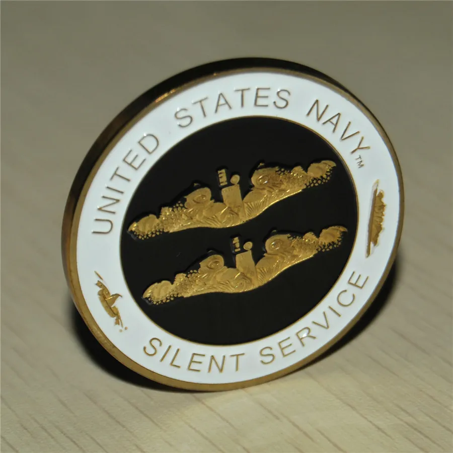 

15PCS/Lot free shipping, The United States SILENT SERVICE Navy Marine Corps Challenge Coin, Gold palted high quality coins