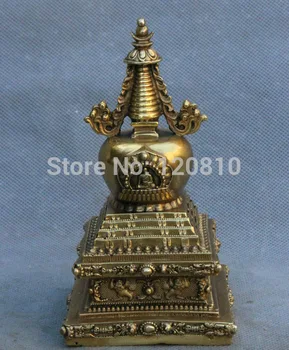 

zhmeru002@++Folk Tibet Brass Buddhism Religion Temple Vajra Buddha Statue Lion Stupa Pagoda
