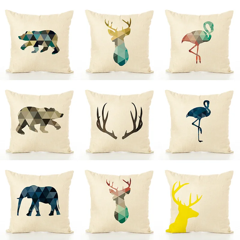 

13 Style 45x45cm Nordic linen Beer Car Home Bed cuddle pillowcase Office waist cushion cover Home Soft christmas pillow cover