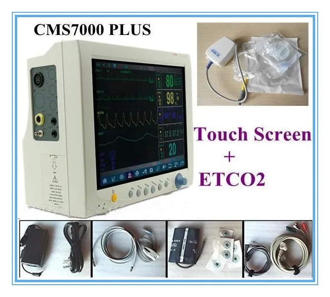 

DHL free shipping Contec 12.1 inch Touch Screen ECG NIBP SpO2 Pulse Rate Respiration Temperature Multi parameter Patient Monitor