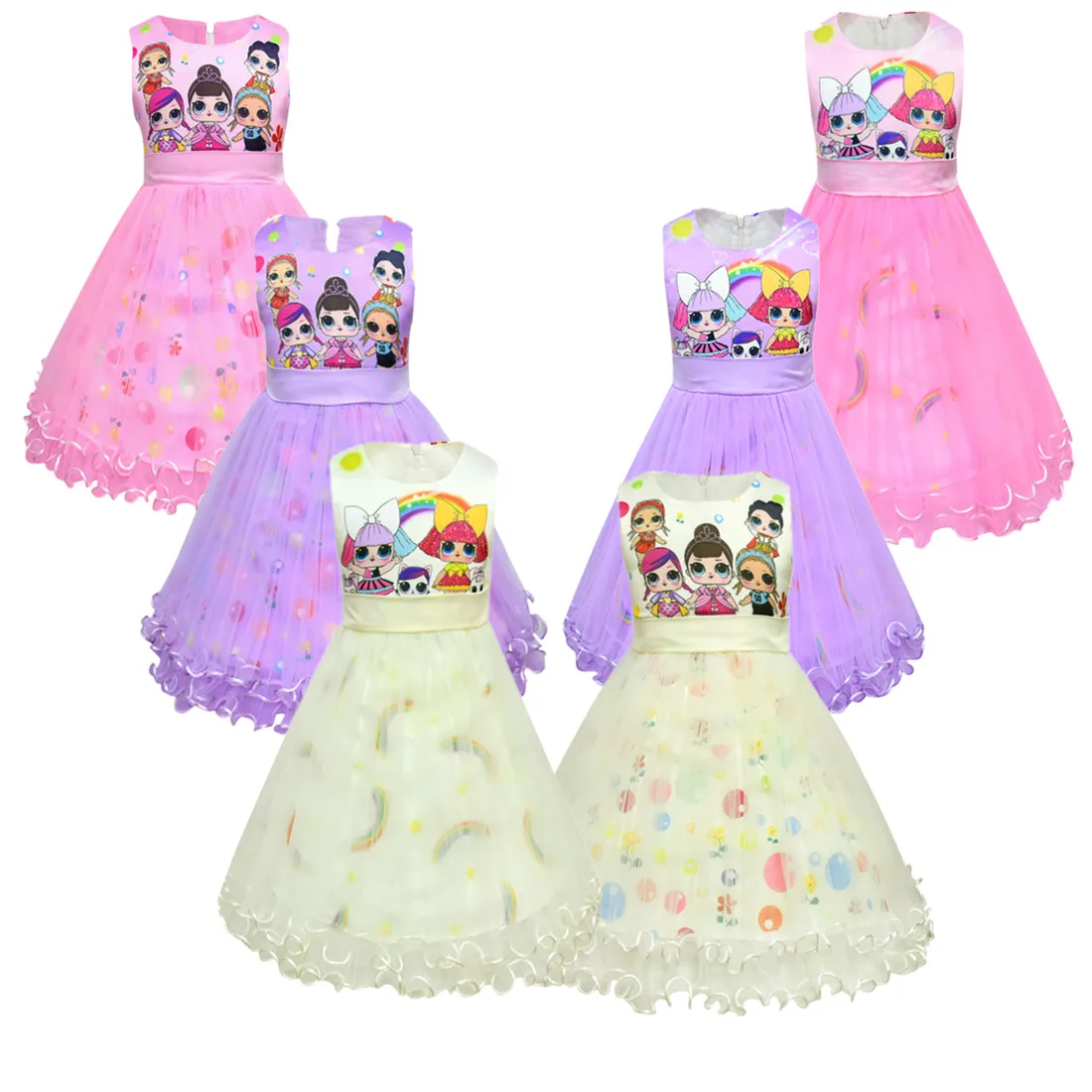 

3-10Y Lol Dolls Baby girl Dresses Summer sleeveless Princess Girls Dress Kids Party wedding Costumes Children Clothes