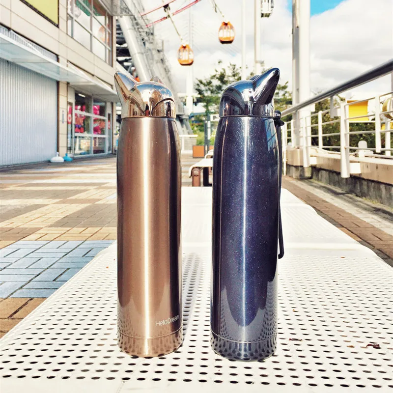 

Mini 320ml 304 Stainless steel Portable Rope Vacuum Flask Cute Fox Lady's Milk&Coffe Thermos Cup Keep Warm Slender Body Cat Lid
