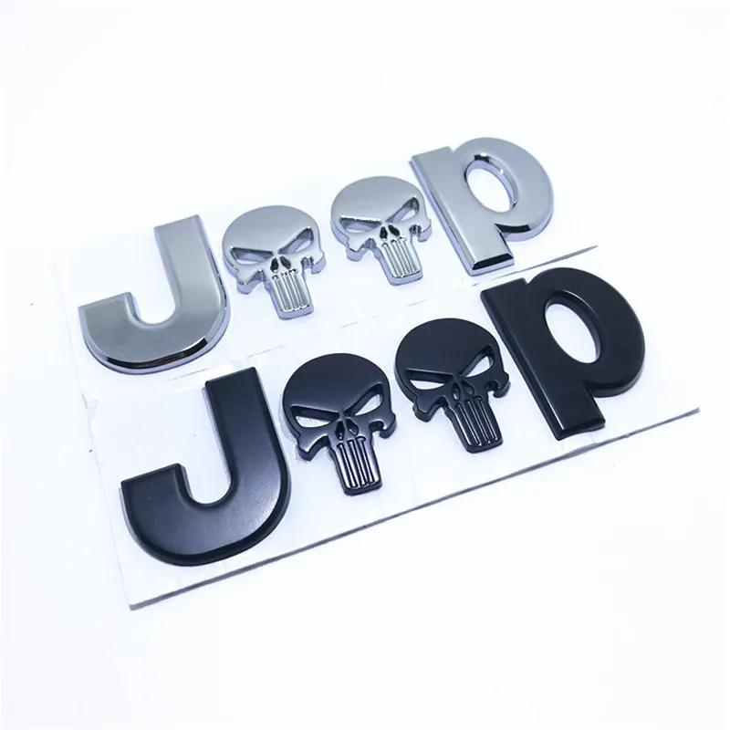 

Cool Auto Sticker -Chrome Metal Skull- Die Cut Vinyl Alloy Decal Bumper Sticker for Jeep 14cm*5cm