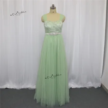 

2017 Modest Mint Green Lace Long Bridesmaid Dresses Cap Sleeve Tulle Vestido de Festa Vestido Longo Dress for Weddings Guest