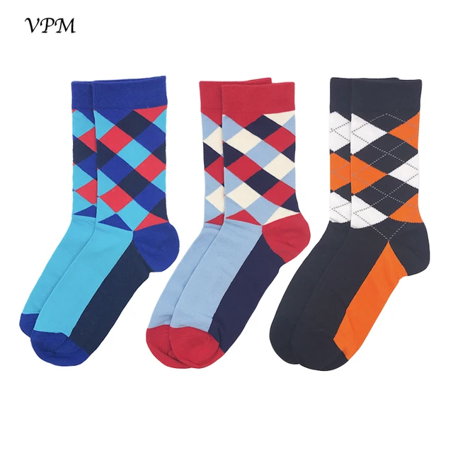 New Fashion Brand Socks For Men 3 Pairs Gift Set Graphic Design Long