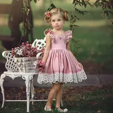 Everweekend/детское милое летнее платье принцессы с оборками розового цвета; платье с цветочным рисунком; кружевное платье-пачка для девочек; милое платье