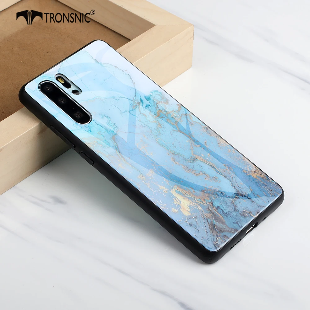 Мраморный чехол TRONSNIC для телефона Huawei P20 30 Mate 20 Pro Черный Твердый из закаленного