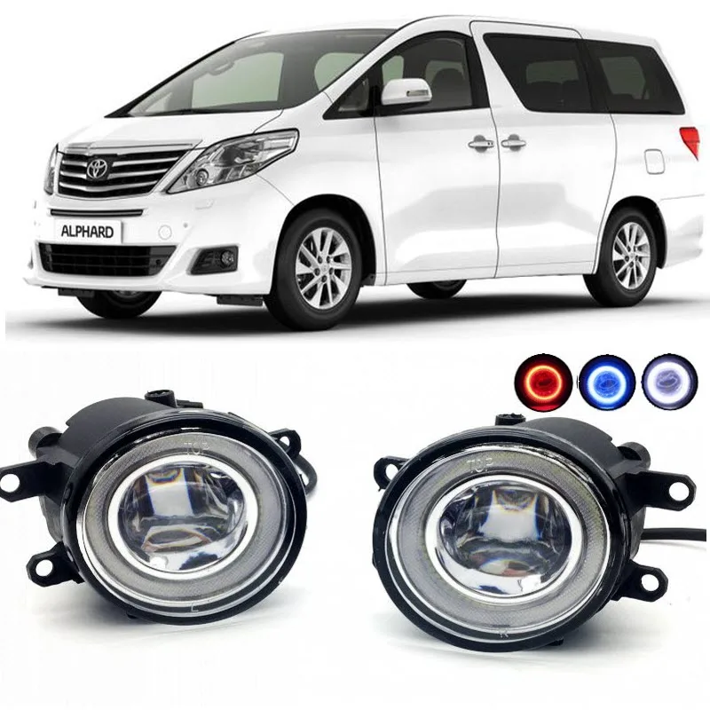 

2 in 1 LED Angel Eyes DRL 3 Colors Daytime Running Lights Cut-Line Lens Fog Lights Lamp for Toyota Alphard 2008