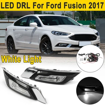 

2Pcs LED DRL Daytime Running Lights Lamps Turn Signal Fog Lights Wire for Ford for Fusion for Mondeo 2017 2018 Driving Light