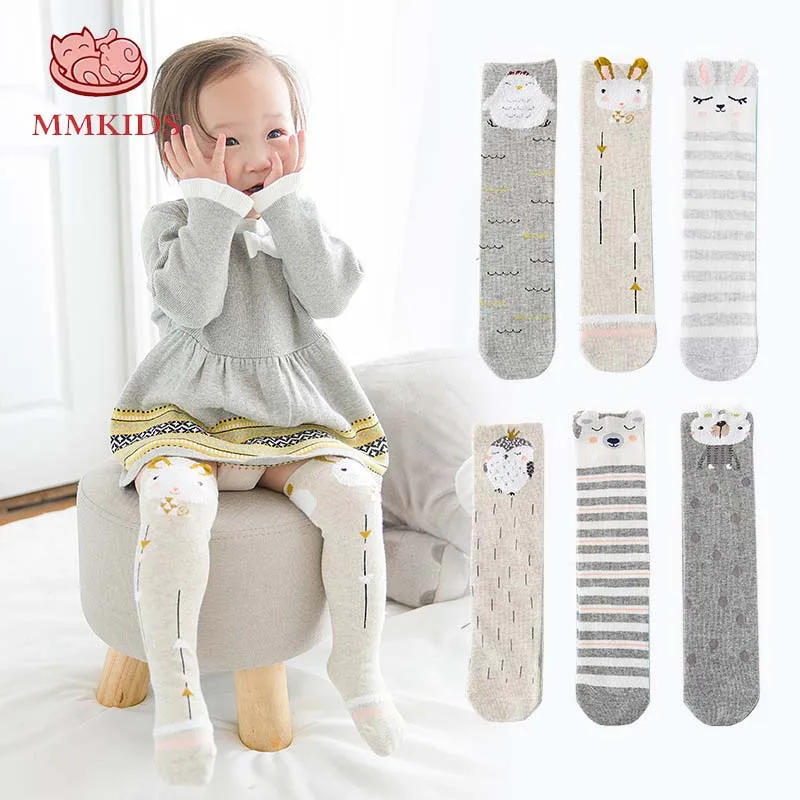 

3 Pairs Of Selling 0-3 Years Old Children's Socks Warm Over The Knee Cartoon Cute Unisex Breathable Non-slip Autumn Baby Socks