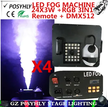 

4pcs/ Remote 24x3W1500W LED smoke machine RGB 3in1dmx512 control, 1500W fog machine professional DJ equipment