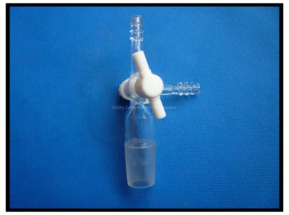 Vacuum Adapter with two 10mm hose connections, PTFE stopcock, lab glass