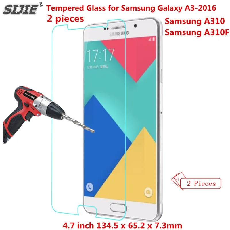 

2pcs Tempered Glass For Samsung Galaxy A3 2016 High definition anti burst Explosion proof Samsung A310 A310F Ultrathin 4.7 inch